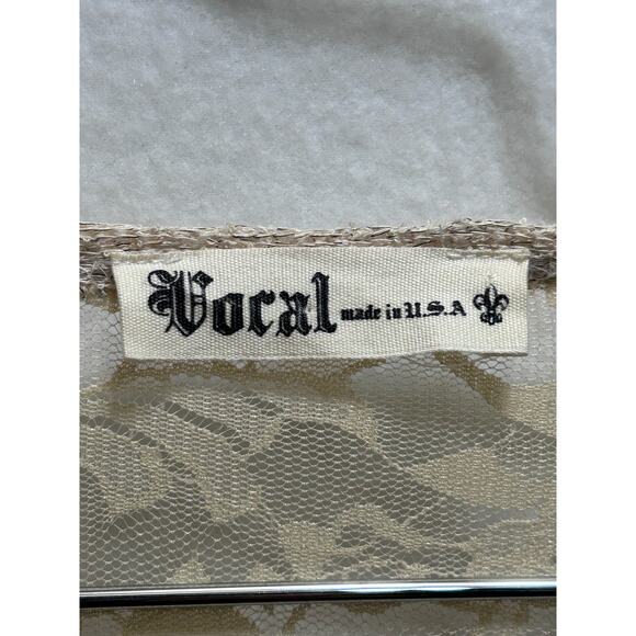 Vocal Lace Open Knit Cardigan Duster XL Cream Animal Print Long Line Boho Indie - Picture 5 of 7